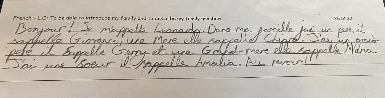 My family sentences